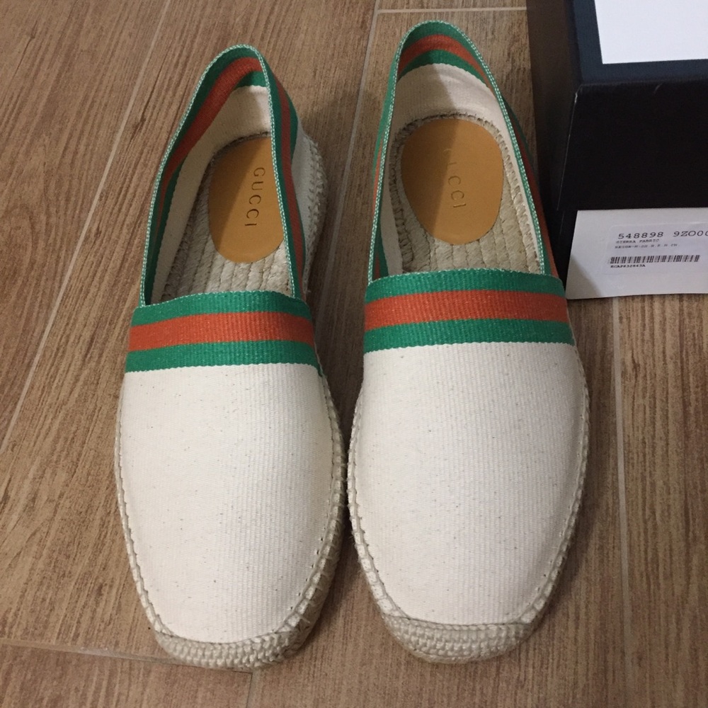 NEW Auth Gucci ALEJANDRO CANVAS ESPADRILLES